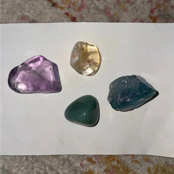 Libra Crystals Set Citrine Aquamarine Amethyst Green Aventurine Astrology Signs - Picture 2 of 3